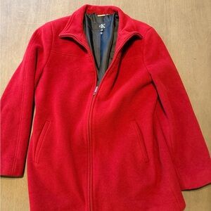 Calvin Klein Women's Vibrant Red Pea Coat